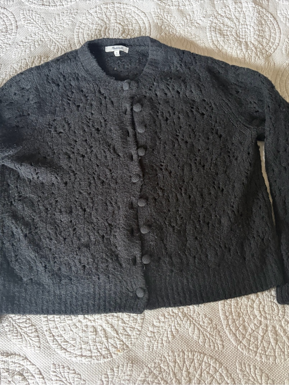 Madewell Black Textured Button-Front Cardigan
